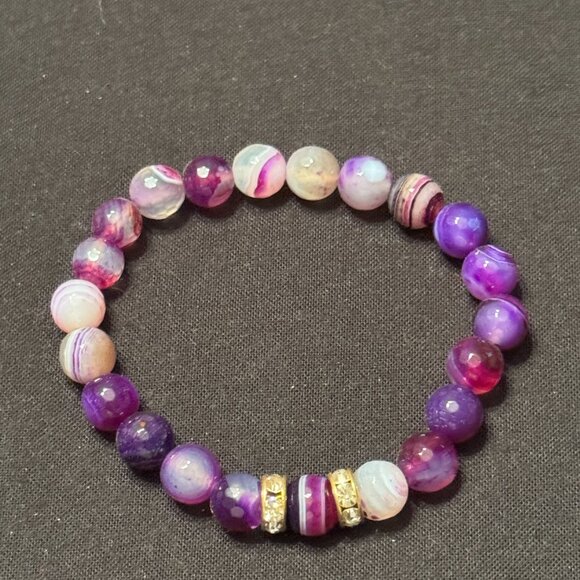 Handmade Fashion Beaded Stretch Bracelet Purple - Picture 2 of 2